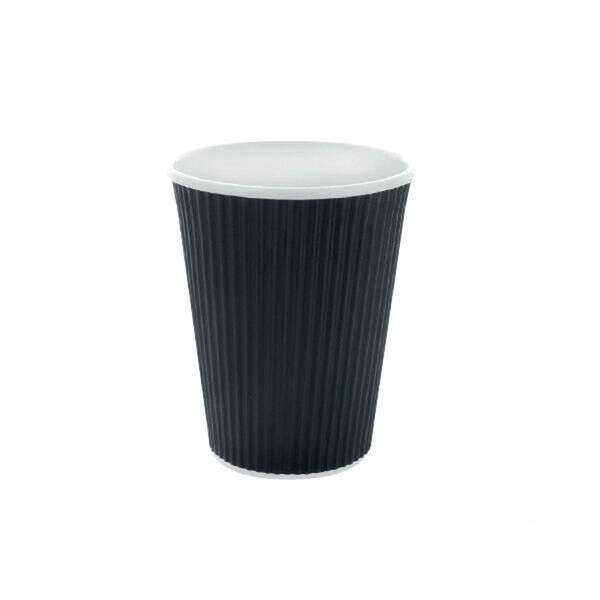 PacknWood 210GCRPLA8N, 8 Oz Compostable Rippled Black Cup, 1000/CS