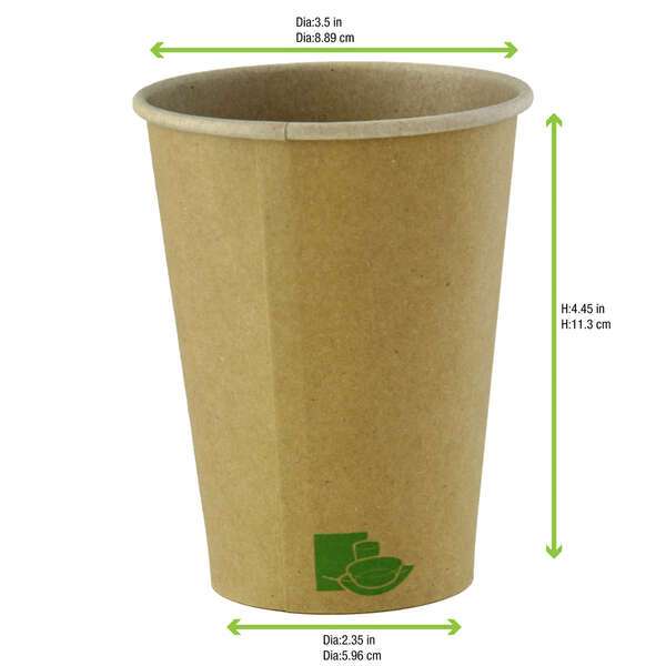 PacknWood 210GCZEN12, 12 Oz Zen Kraft Recyclable Paper Cup, 1000/CS
