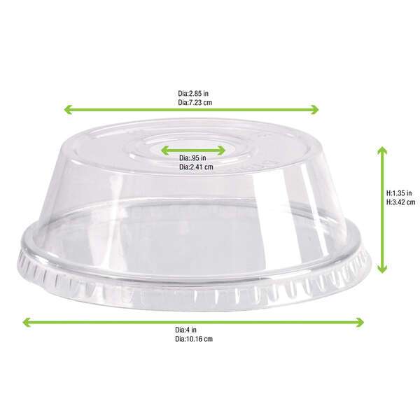 PacknWood 210GKLSMOOD, 4-inch PET Dome Lid, 1000/CS