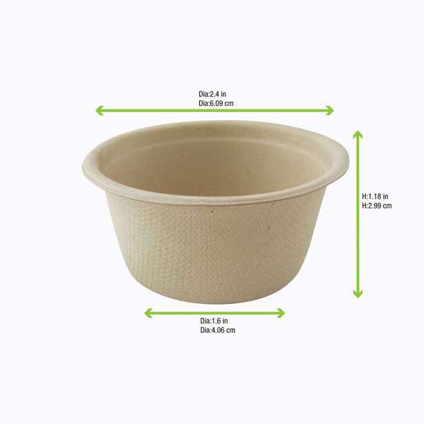 PacknWood 210GPU7BR, 2 Oz Brown Sugarcane Souffle/Portion Cup, 2000/CS