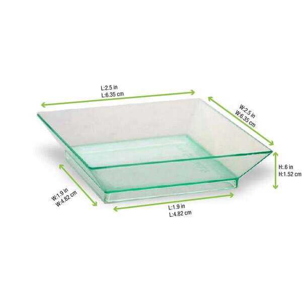 PacknWood 210KLAR6565, 1.5 Oz Klarity Square Mini Transparent Green Dish, 200/CS