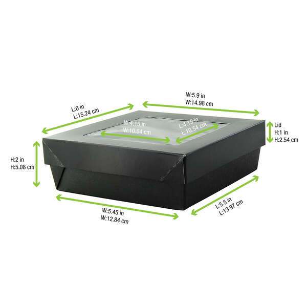 PacknWood 210KRAYBAK155, 32 Oz Bakeable Black Kray Box with PET Lid, 100/PK