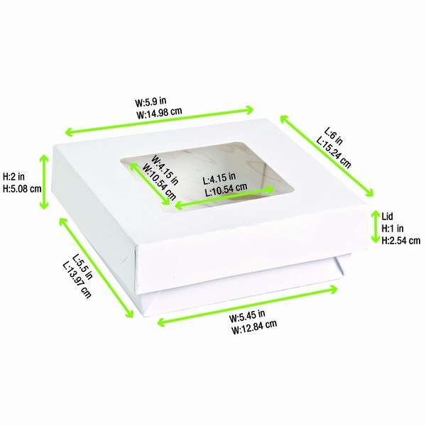 PacknWood 210KRAYWH155, 34 Oz White Kray Boxes with PET Window Lid, 250/CS