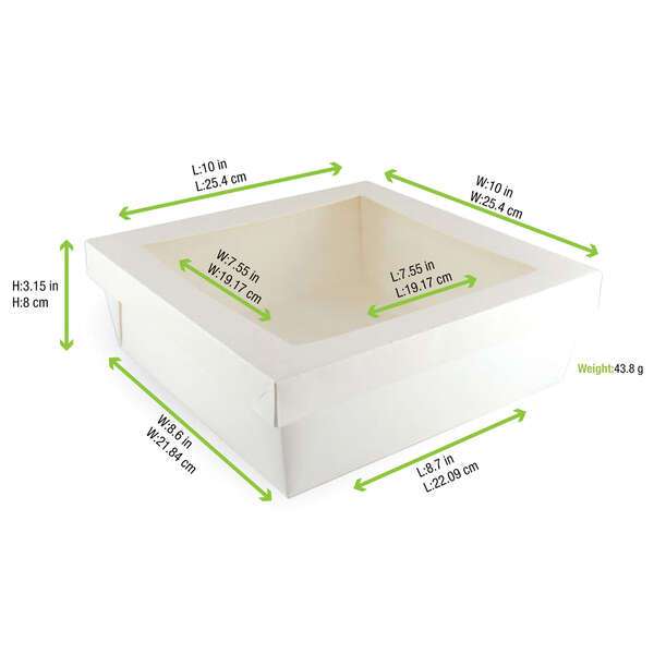 PacknWood 210KRAYWH228, 132 Oz White Kray Boxes with PET Window Lid, 100/PK