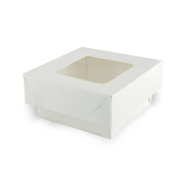 PacknWood 210KRAYWH85, 7 Oz White Kray Boxes with PET Window Lid, 250/CS