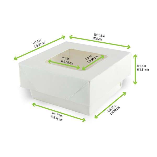 PacknWood 210KRAYWH85, 7 Oz White Kray Boxes with PET Window Lid, 250/CS