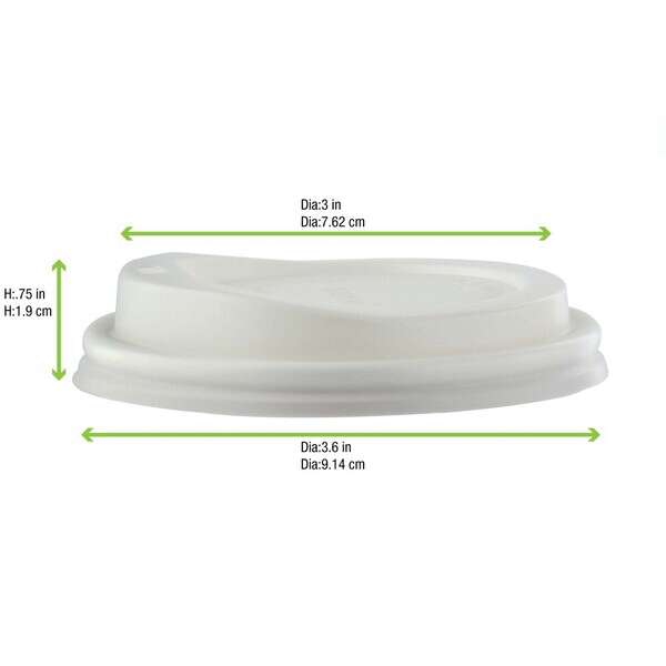 PacknWood 210LGDW16, 3.5-inch Compostable Coffee Lid for 10-20 Oz Cups, 1000/CS