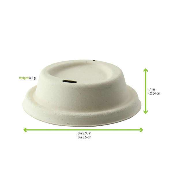 PacknWood 210LPU80D, 8 Oz Compostable Brown Sugarcane Coffee Lid for 8 Oz, 1000/CS
