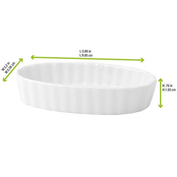 PacknWood 210MBPOVAL, 2 Oz Mini White Porcelain Oval Dish, 24/PK