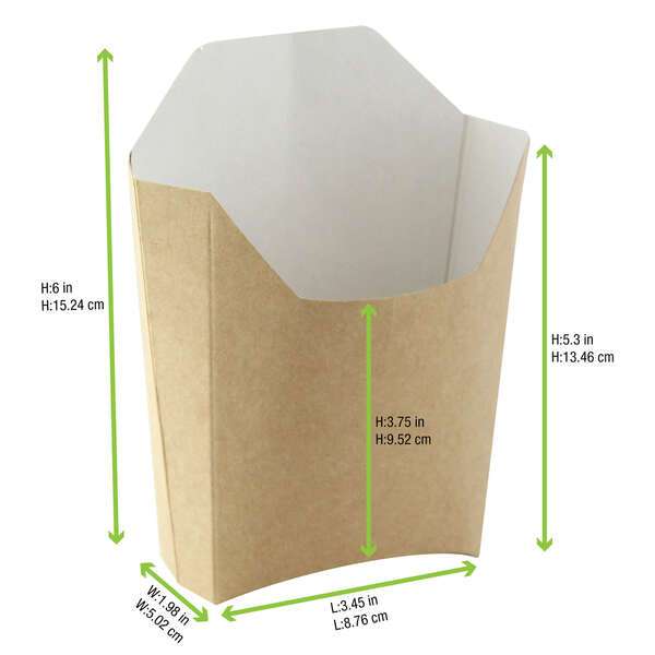 PacknWood 210PFMBRUN, 16 Oz Large Kraft French Fry Pails, 1000/CS