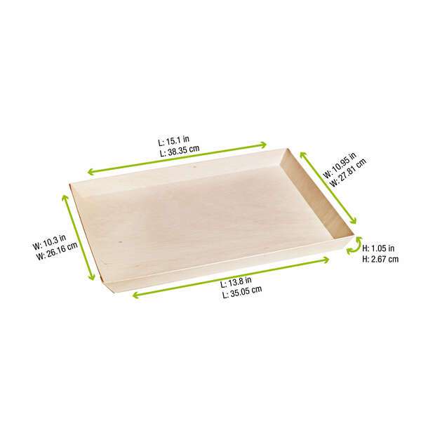 PacknWood 210SAMBQ274, 15-inch Rectangular "Samurai" Wooden Serving Tray, 100/PK