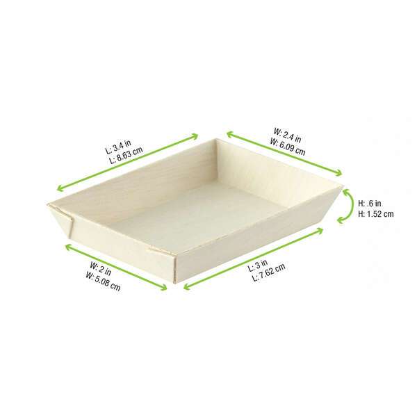 PacknWood 210SAMBQ685, 2 Oz Samurai Mini Rectangular Wooden Tray, 200/CS