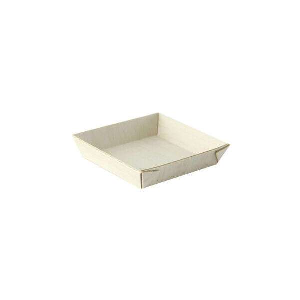 PacknWood 210SAMBQ70, 2 Oz Samurai Mini Square Wooden Tray, 200/CS