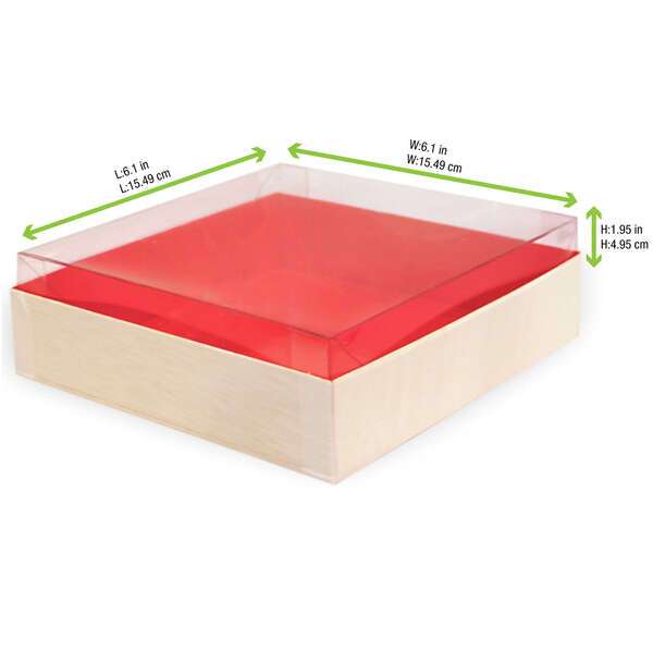 PacknWood 210SAMRED160, 6.3-inch Wooden Folding Box with Red Shiny Interior, 100/PK