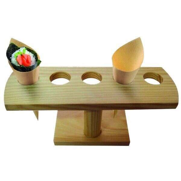 PacknWood 210SBAM5, 9-inch 5 Holes Bamboo Cone and Temaki Display, 10/PK