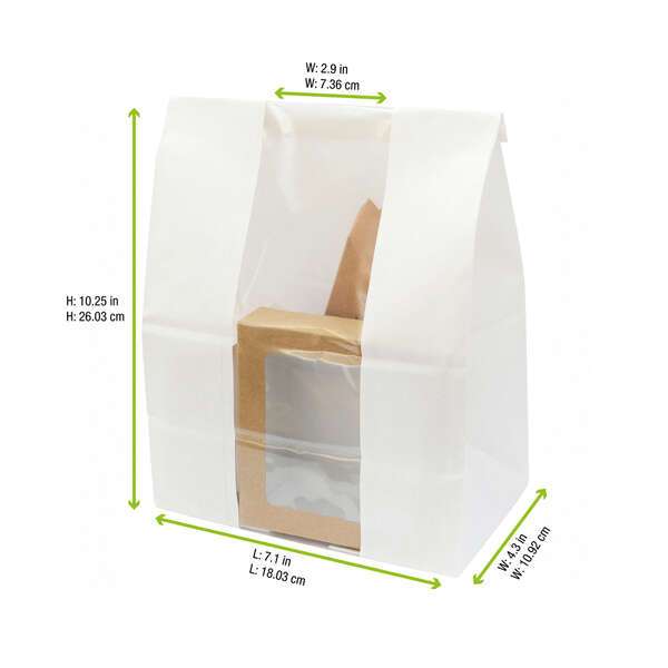 PacknWood 210SOS13BLF, 7-inch Long White SOS Bag with Window, 500/CS