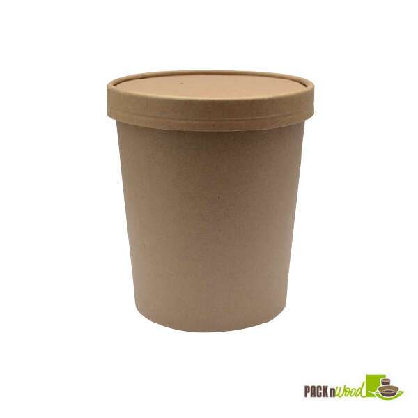 PacknWood 210SOUPCOK25, 18 Oz Brown Kraft Soup Cup with Kraft Lid Included, 250/CS
