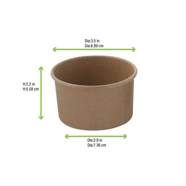 PacknWood 210SOUPK8K, 8 Oz Brown Kraft Soup Cup (Lid Optional), 500/CS