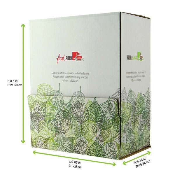 PacknWood 210SPATBEDB, 5.5-inch Individually Wrapped Wooden Coffee Stirrers in Dispenser Box, 5000/CS