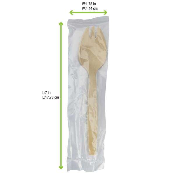 PacknWood 210SPKBEM, 5.7-inch Wooden Spork Individually Wrapped, 250/CS