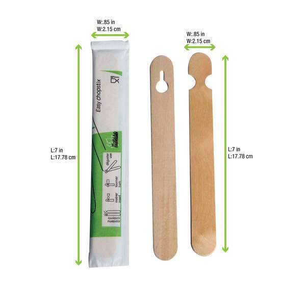 PacknWood 210STIX15, 6-inch Easy Wooden Chopsticks Wrapped by Pair, 1000/CS