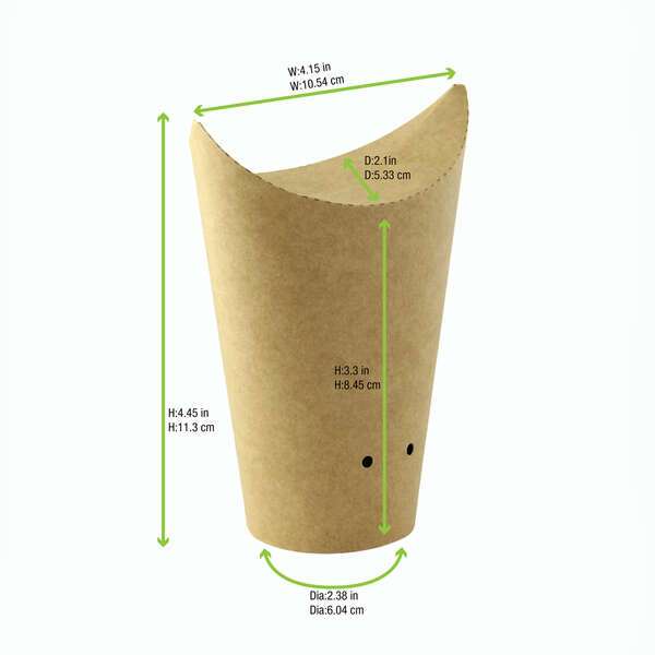 PacknWood 210TPASK12K, 9 Oz Closable Perforated Kraft Snack Cup, 1000/CS