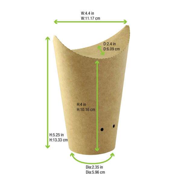 PacknWood 210TPASK16K, 12 Oz Closable Perforated Kraft Snack Cup, 1000/CS