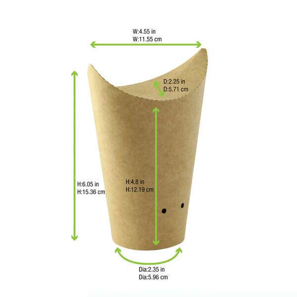 PacknWood 210TPASK20K, 16 Oz Closable Perforated Kraft Snack Cup, 1000/CS