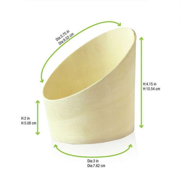 PacknWood 210WFRY1, 2.5 Oz Slanted Wood Cup, 100/PK