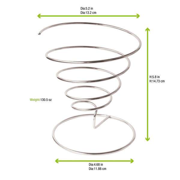 PacknWood 294CONE1315, 6-inch Spiral Stainless Steel Cone Holder, 6/PK