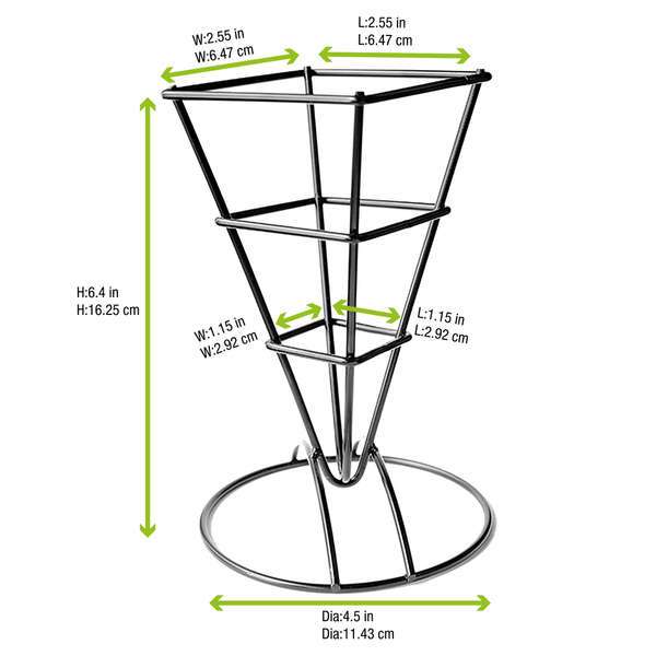PacknWood 294CONE7C, 6.5-inch Black Metal Cone Holder, 6/PK
