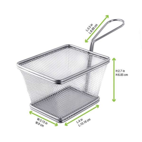 PacknWood 294PAN11, 12 Oz Mini Stainless Steel Fryer Basket, 6/PK