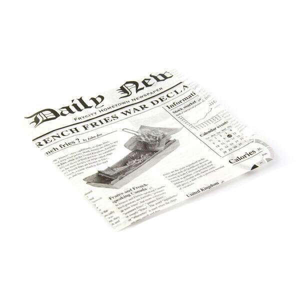 PacknWood 2CHPAPNEWS171, 6.7-inch White Bag Opens 2 Sides with Newspaper Design, 1000/CS