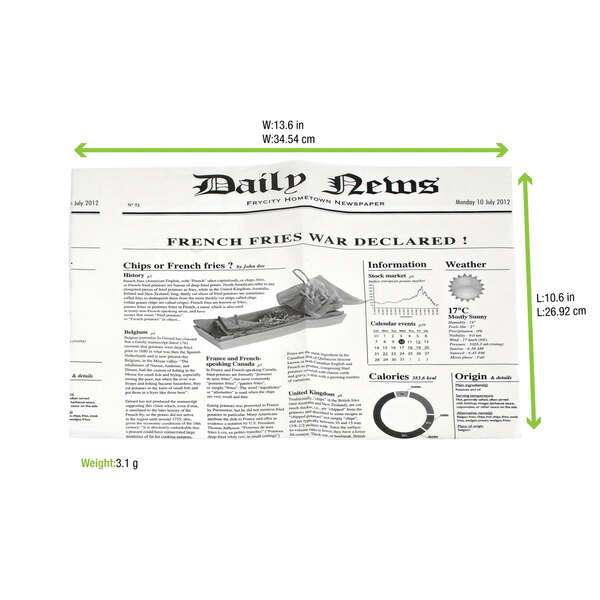 PacknWood 2CHPAPNEWSBL, 14-inch White Bag Opens 2 Sides with Newspaper Design, 1000/CS