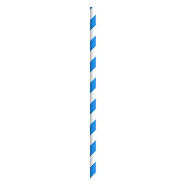 PacknWood 8NPCHP19BLU1, 7.75-inch Unwrapped Blue & White Striped Paper Straws, 300/CS