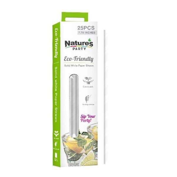 PacknWood 8NPCHP19FW1, 7.75-inch Unwrapped Full White Paper Straws, 300/CS