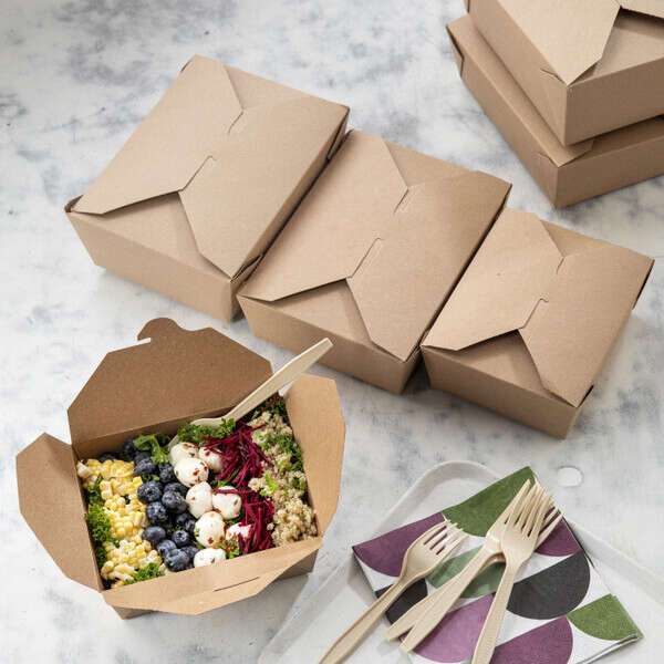 Pactiv SMB04KEC, 8.5x6.25x3.25-Inch Kraft #4 Folded Paper Container, 90/CS