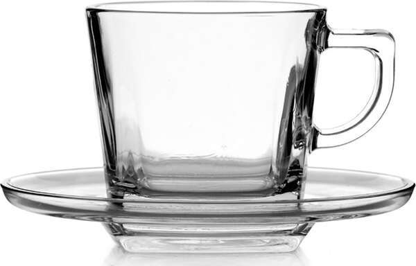 Pasabahce 95307, 7 Oz Tea/Coffee Cup & Sauser, 6+6 Pc/Set, 4 Set/Cs