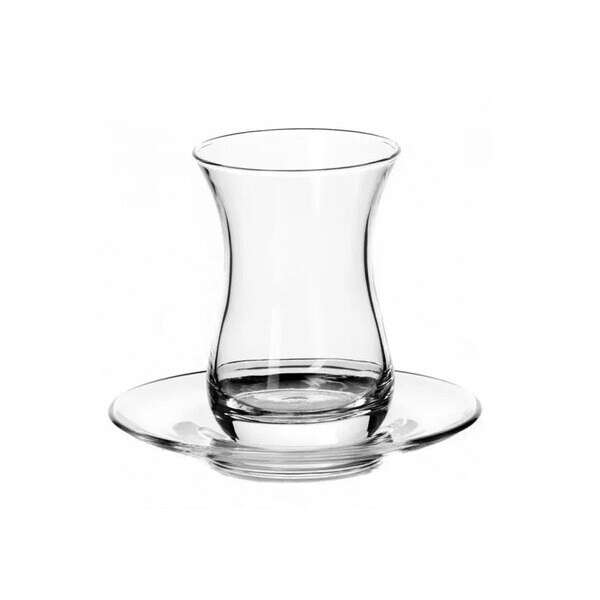 Pasabahce 96992, 5.75 Oz Turkish Tea Glass Cup/Saucer, 6/Set