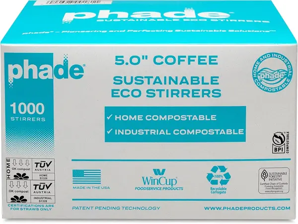 Phade 511170, 5-Inch Blue Unwrapped Compostable Sip Straw, 6000/CS