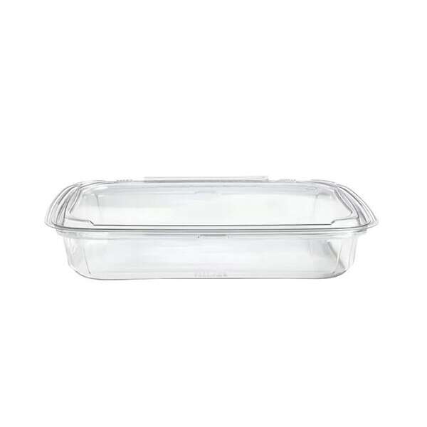 Placon SW1-000T, 38 OZ PET Clear Rectangle Crystal Seal Hinged Deli Container, 110/CS