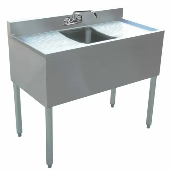 Prepline BAR-1C-LR, 36x18-Inch Stainless Steel 1 Bowl Underbar Hand Sink with Faucet and Two Drainboards