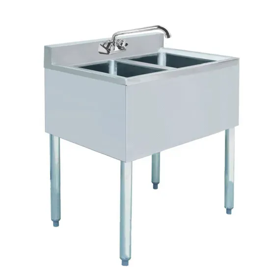 Prepline BAR-2C, 14x26-Inch Stainless Steel 2 Bowl Underbar Hand Sink with Faucet