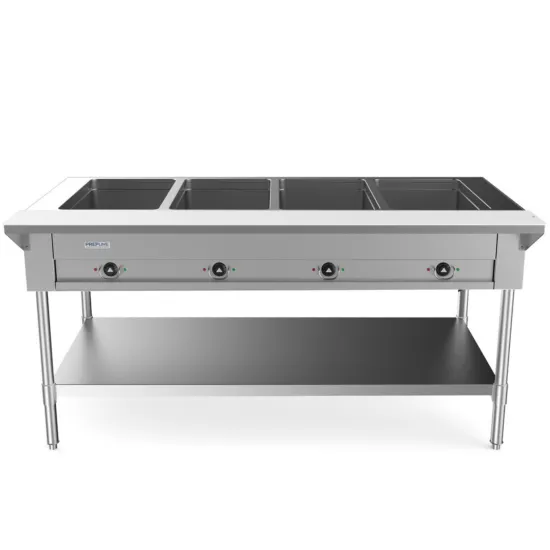 Prepline EST60-4O-110, 60-Inch Four Well Electric Hot Food Steam Table with Undershelf - 110V