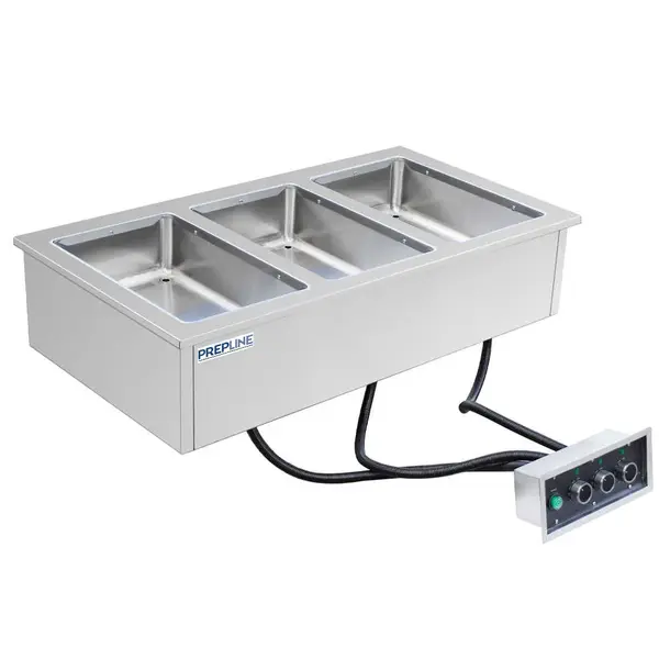 Prepline HFW3, Stainless Steel Three Pan Insulated Drop-In Hot Food Well - 208/240V