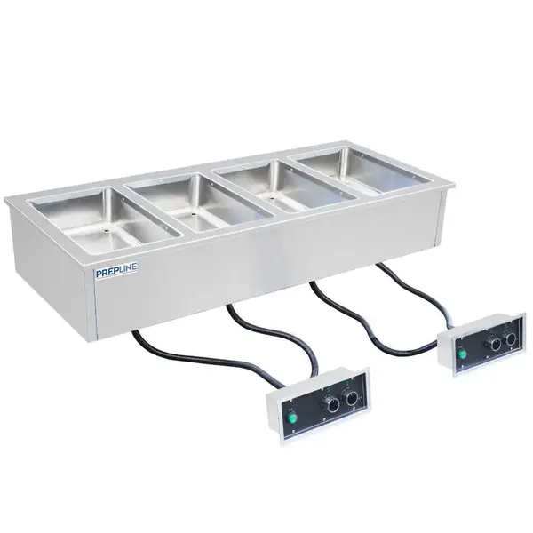 Prepline HFW4, Stainless Steel Four Pan Insulated Drop-In Hot Food Well - 208/240V