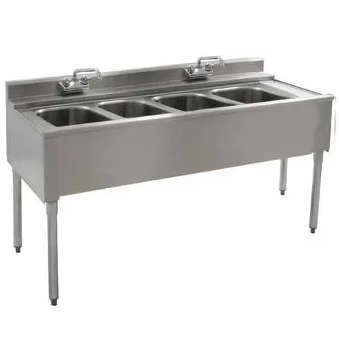 Prepline PBAR4B72, 72x18-Inch 4 Bowl Underbar Hand Sink with Faucet