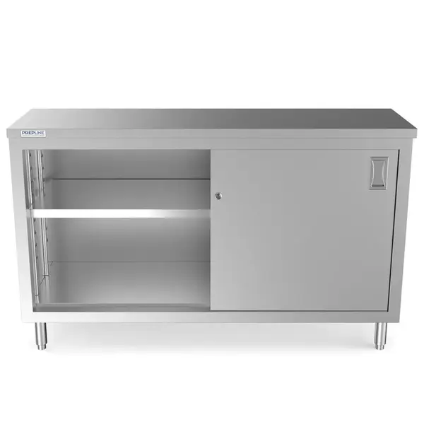 Prepline PC-1860, 18x60-Inch Stainless Steel Enclosed Base Work Table with Sliding Doors