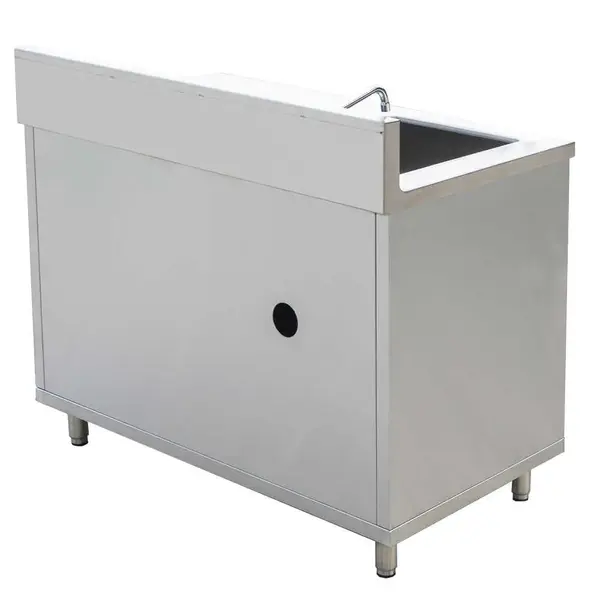 Prepline PCST-2448, 24x48-Inch Stainless Steel Enclosed Base Work Table with Sink and Sliding Doors