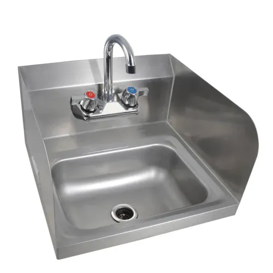 Prepline PHS16-SP, 16-Inch Hand Sink, 2 Side Splash, with Faucet, NSF